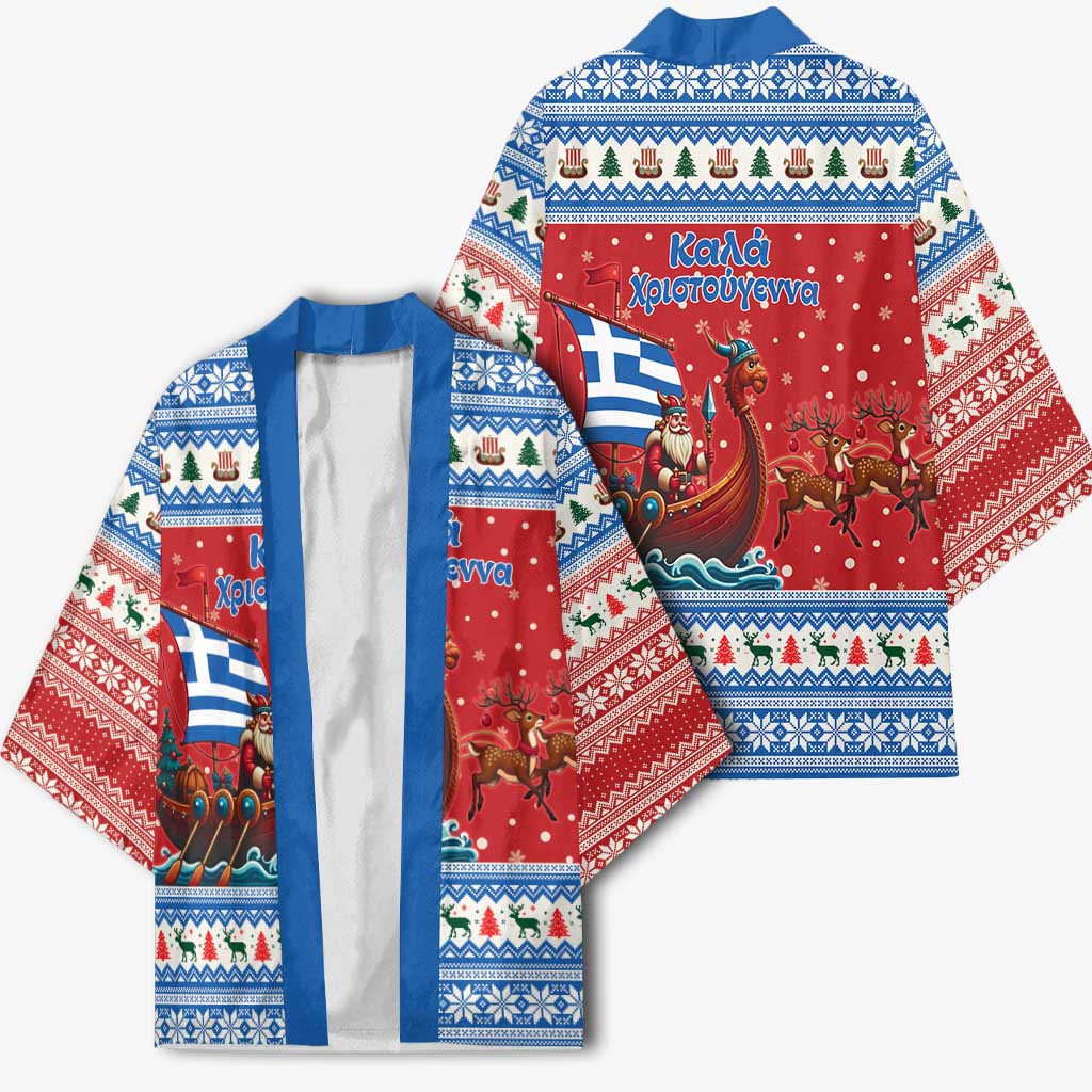 Greece Viking Santa Christmas Kimono Funny Reindeer Norse Xmas - Wonder Print Shop