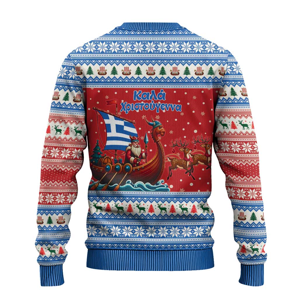 Greece Viking Santa Christmas Ugly Christmas Sweater Funny Reindeer Norse Xmas - Wonder Print Shop