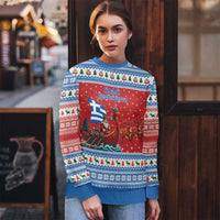 Greece Viking Santa Christmas Ugly Christmas Sweater Funny Reindeer Norse Xmas - Wonder Print Shop