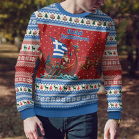 Greece Viking Santa Christmas Ugly Christmas Sweater Funny Reindeer Norse Xmas - Wonder Print Shop