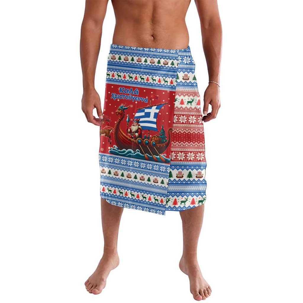 Greece Viking Santa Christmas Lavalava Funny Reindeer Norse Xmas - Wonder Print Shop