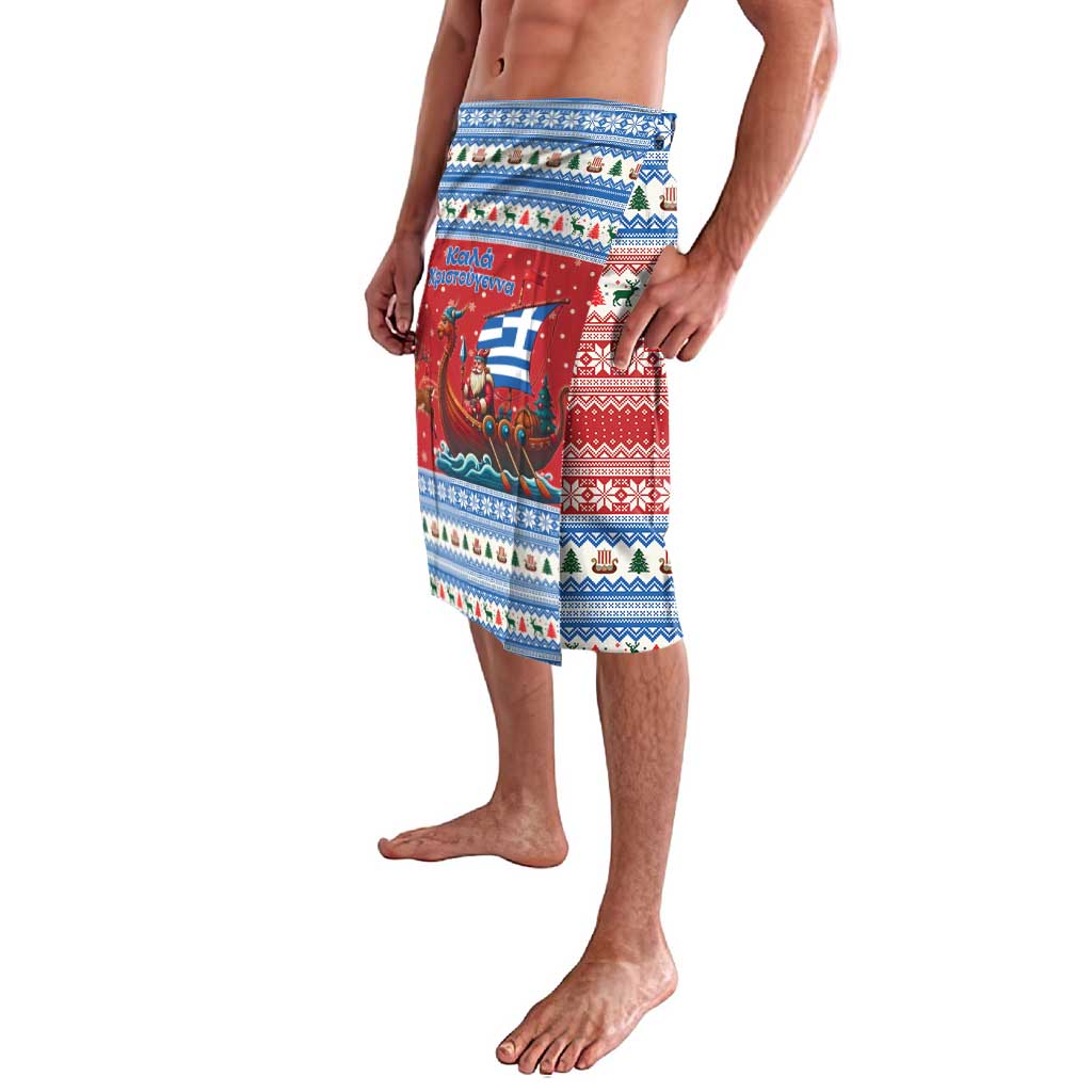 Greece Viking Santa Christmas Lavalava Funny Reindeer Norse Xmas - Wonder Print Shop