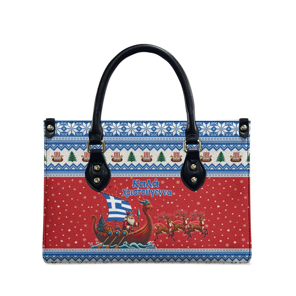 Greece Viking Santa Christmas Leather Bag Funny Reindeer Norse Xmas - Wonder Print Shop
