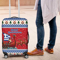 Greece Viking Santa Christmas Luggage Cover Funny Reindeer Norse Xmas - Wonder Print Shop