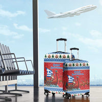 Greece Viking Santa Christmas Luggage Cover Funny Reindeer Norse Xmas - Wonder Print Shop