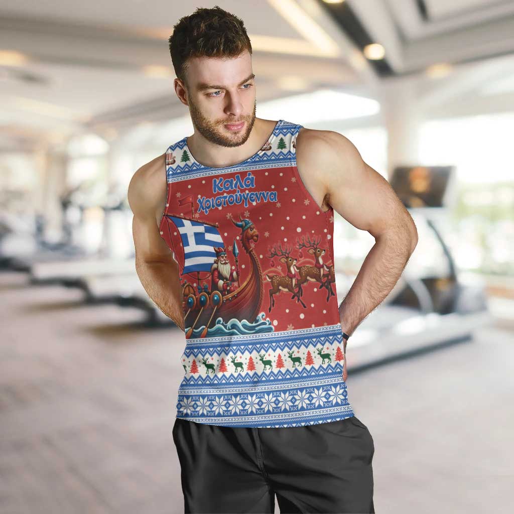 Greece Viking Santa Christmas Men Tank Top Funny Reindeer Norse Xmas - Wonder Print Shop