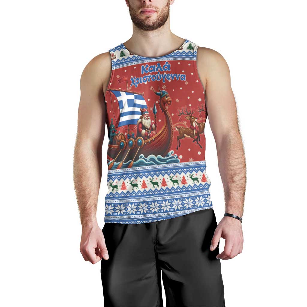 Greece Viking Santa Christmas Men Tank Top Funny Reindeer Norse Xmas - Wonder Print Shop