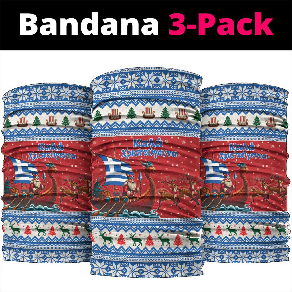 Greece Viking Santa Christmas Neck Gaiter Funny Reindeer Norse Xmas - Wonder Print Shop