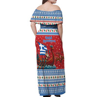 Greece Viking Santa Christmas Off Shoulder Maxi Dress Funny Reindeer Norse Xmas - Wonder Print Shop