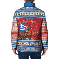 Greece Viking Santa Christmas Padded Jacket Funny Reindeer Norse Xmas - Wonder Print Shop