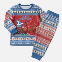 Greece Viking Santa Christmas Pajama Set Funny Reindeer Norse Xmas - Wonder Print Shop