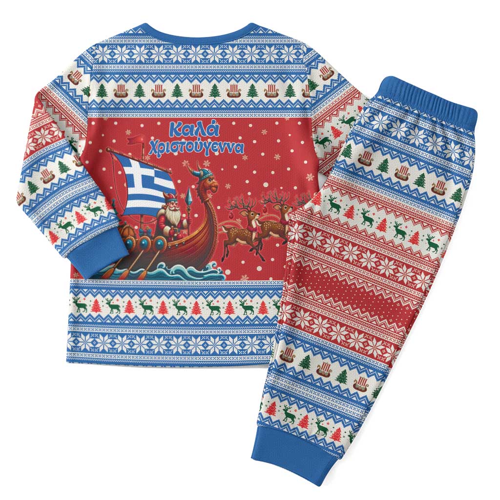Greece Viking Santa Christmas Pajama Set Funny Reindeer Norse Xmas - Wonder Print Shop