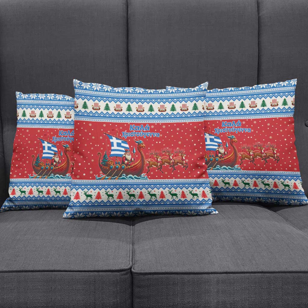 Greece Viking Santa Christmas Pillow Cover Funny Reindeer Norse Xmas - Wonder Print Shop