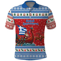 Greece Viking Santa Christmas Polo Shirt Funny Reindeer Norse Xmas - Wonder Print Shop