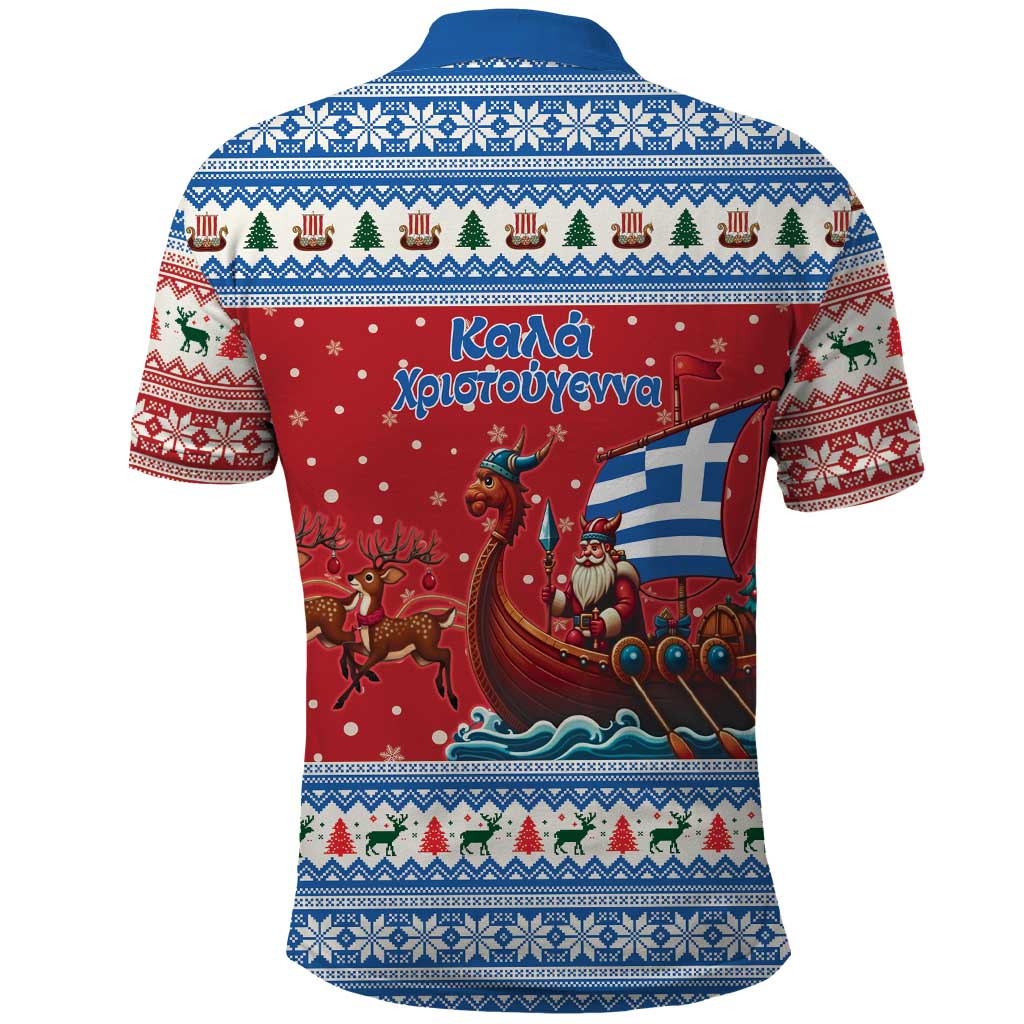 Greece Viking Santa Christmas Polo Shirt Funny Reindeer Norse Xmas - Wonder Print Shop