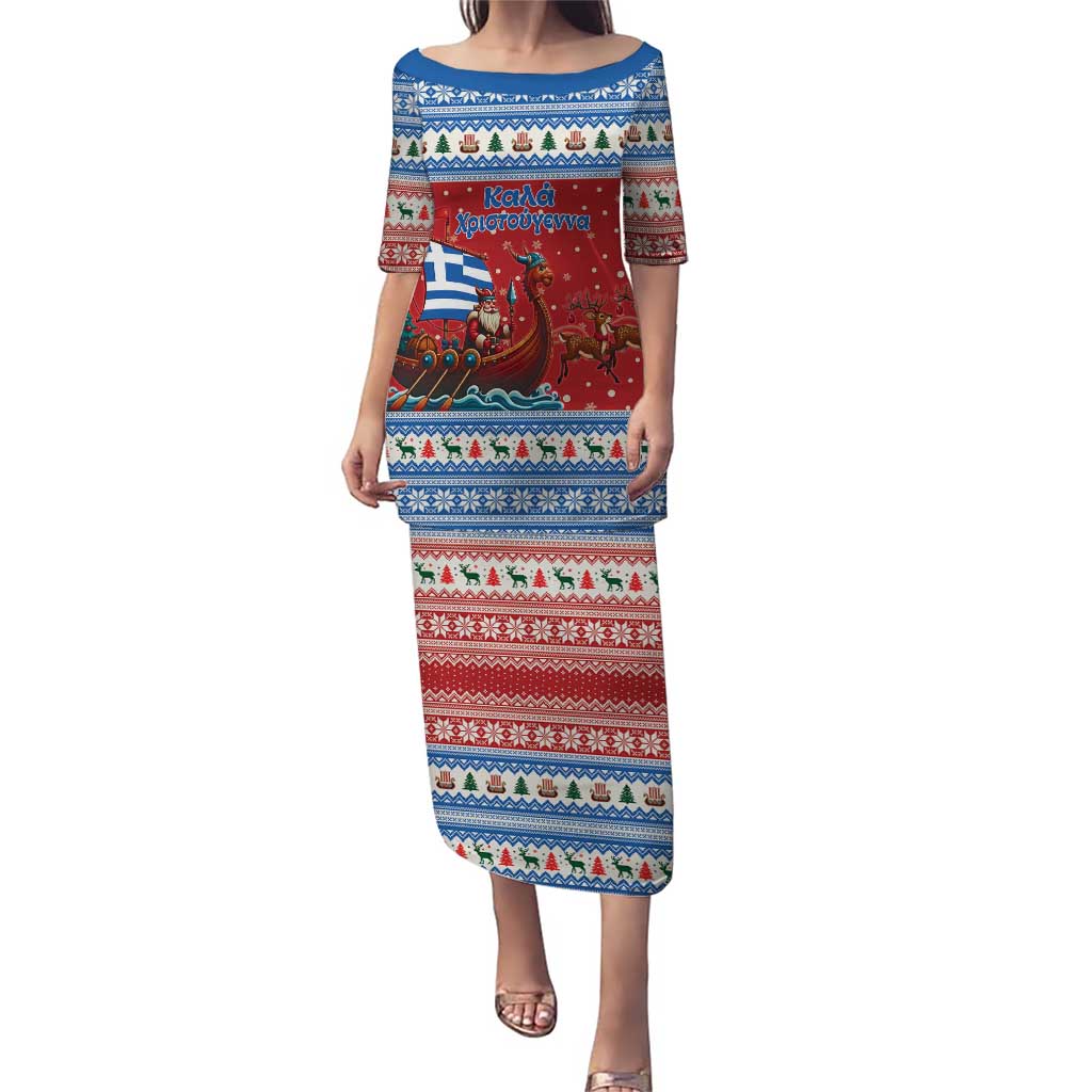 Greece Viking Santa Christmas Puletasi Funny Reindeer Norse Xmas - Wonder Print Shop