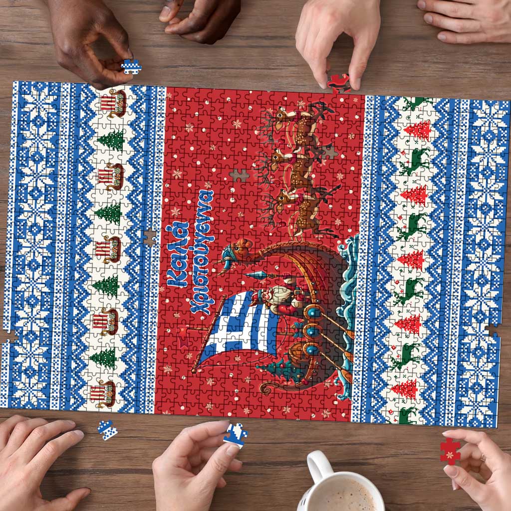 Greece Viking Santa Christmas Puzzle Funny Reindeer Norse Xmas - Wonder Print Shop