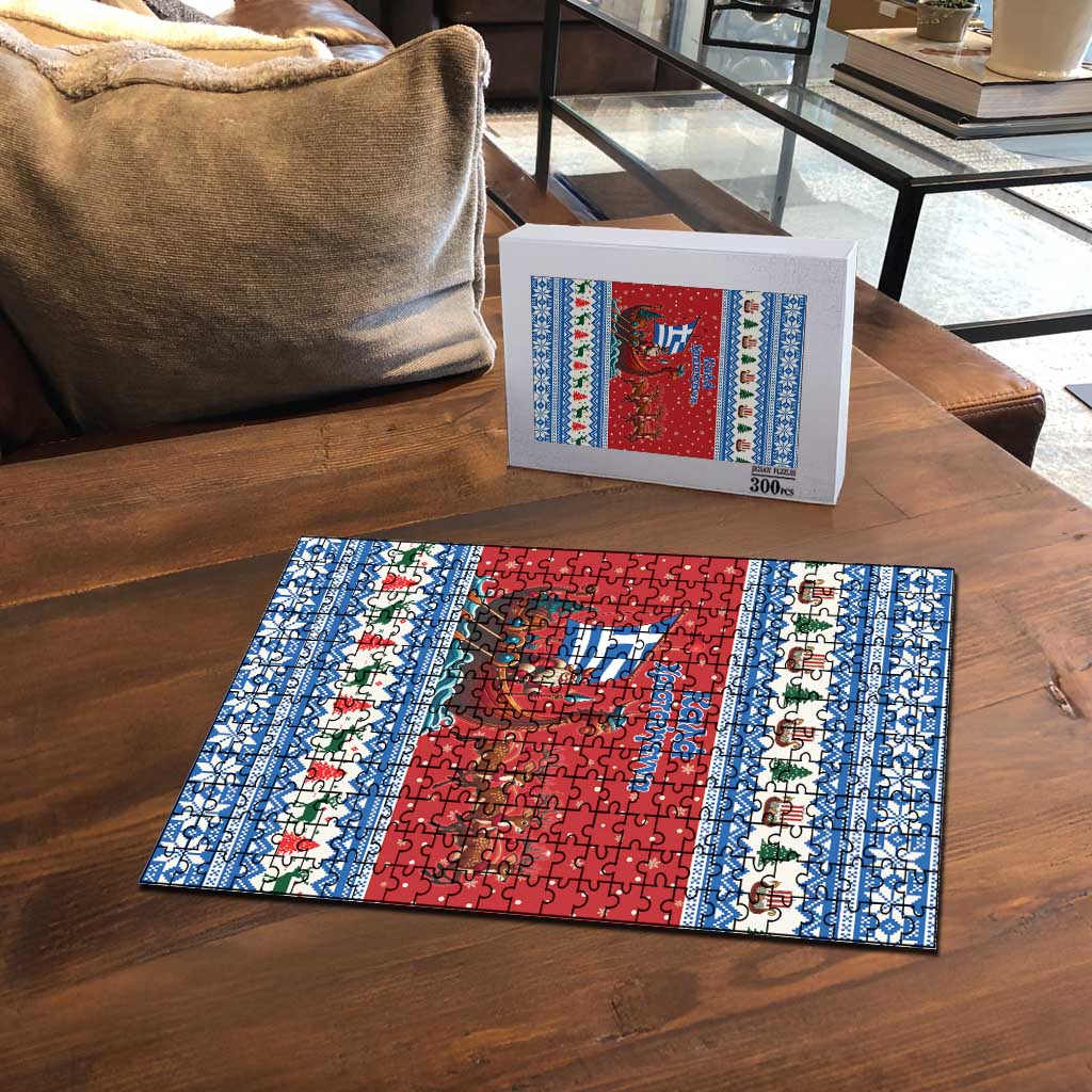 Greece Viking Santa Christmas Puzzle Funny Reindeer Norse Xmas - Wonder Print Shop