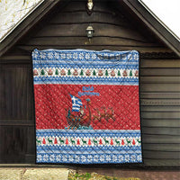 Greece Viking Santa Christmas Quilt Funny Reindeer Norse Xmas - Wonder Print Shop