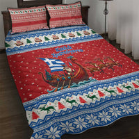 Greece Viking Santa Christmas Quilt Bed Set Funny Reindeer Norse Xmas - Wonder Print Shop