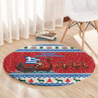 Greece Viking Santa Christmas Round Carpet Funny Reindeer Norse Xmas - Wonder Print Shop