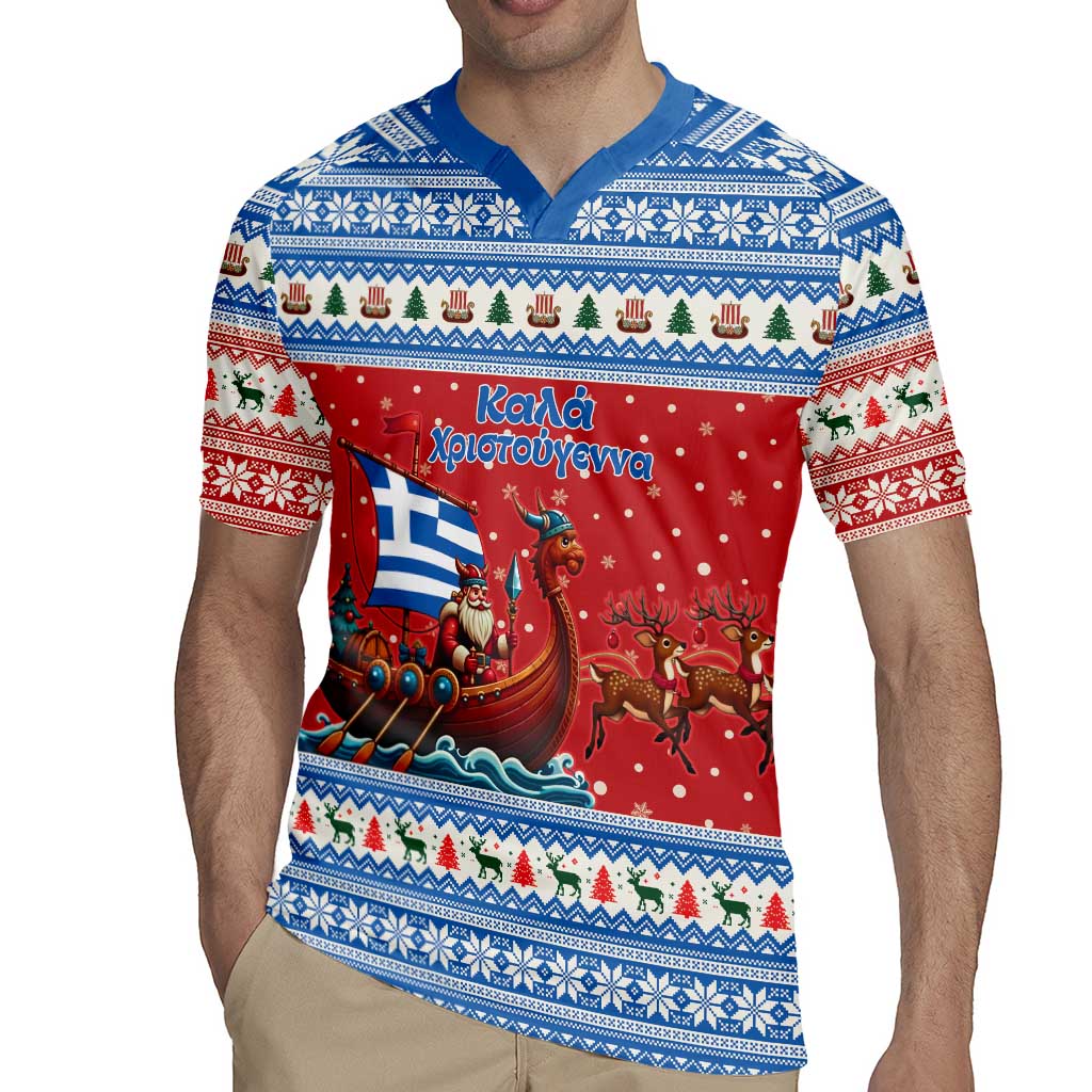 Greece Viking Santa Christmas Rugby Jersey Funny Reindeer Norse Xmas - Wonder Print Shop