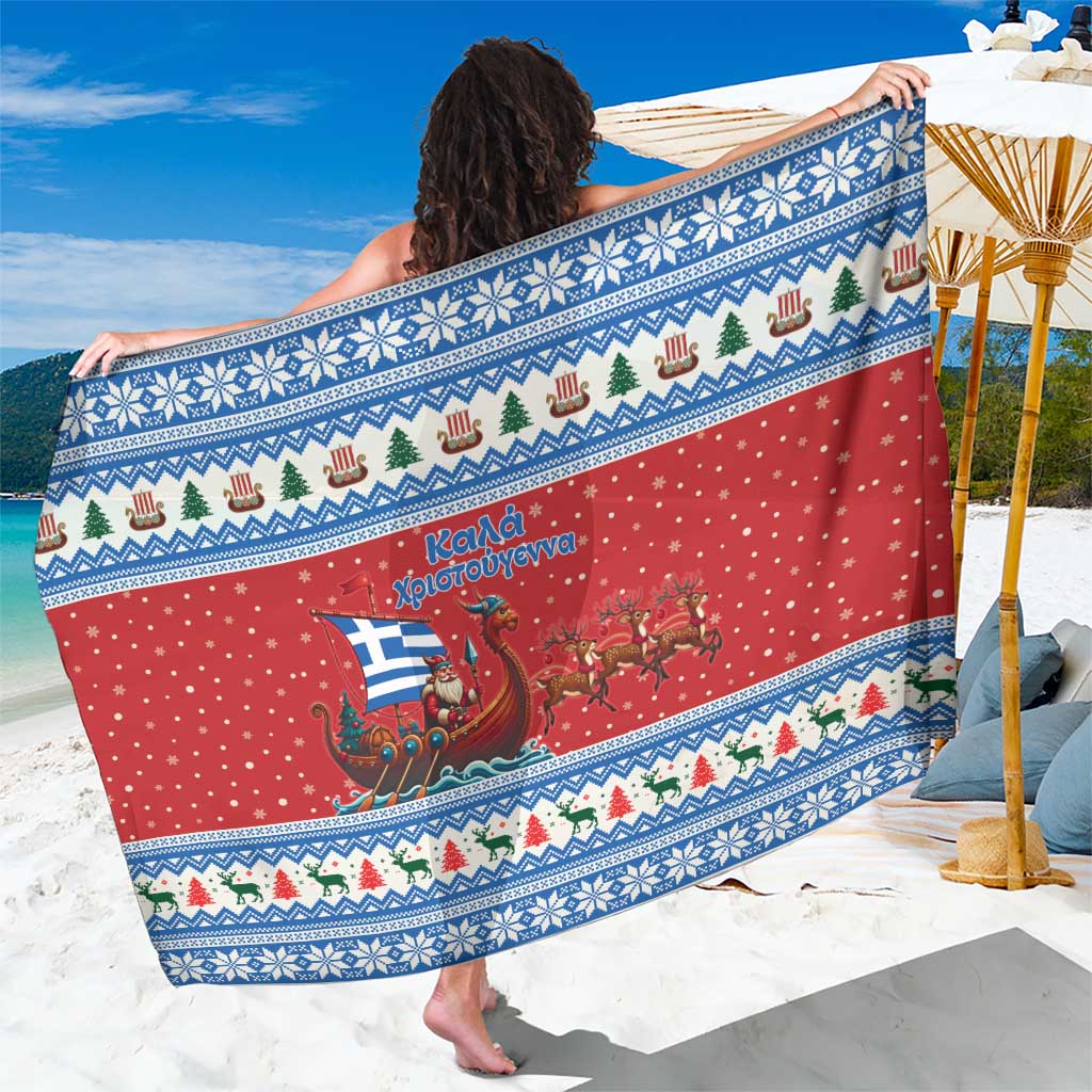 Greece Viking Santa Christmas Sarong Funny Reindeer Norse Xmas - Wonder Print Shop
