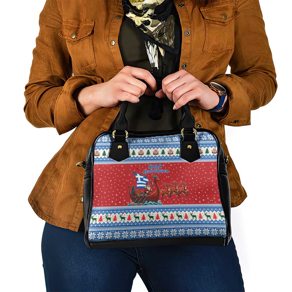 Greece Viking Santa Christmas Shoulder Handbag Funny Reindeer Norse Xmas - Wonder Print Shop