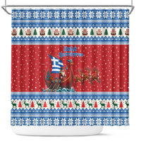 Greece Viking Santa Christmas Shower Curtain Funny Reindeer Norse Xmas - Wonder Print Shop