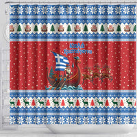 Greece Viking Santa Christmas Shower Curtain Funny Reindeer Norse Xmas - Wonder Print Shop