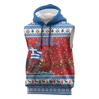 Greece Viking Santa Christmas Sleeveless Hoodie Funny Reindeer Norse Xmas - Wonder Print Shop