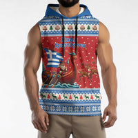 Greece Viking Santa Christmas Sleeveless Hoodie Funny Reindeer Norse Xmas - Wonder Print Shop