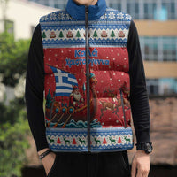 Greece Viking Santa Christmas Sleeveless Puffer Jacket Funny Reindeer Norse Xmas - Wonder Print Shop