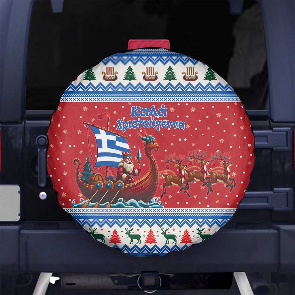 Greece Viking Santa Christmas Spare Tire Cover Funny Reindeer Norse Xmas - Wonder Print Shop