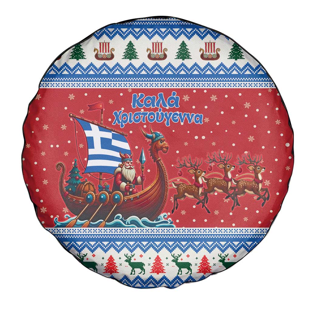 Greece Viking Santa Christmas Spare Tire Cover Funny Reindeer Norse Xmas - Wonder Print Shop