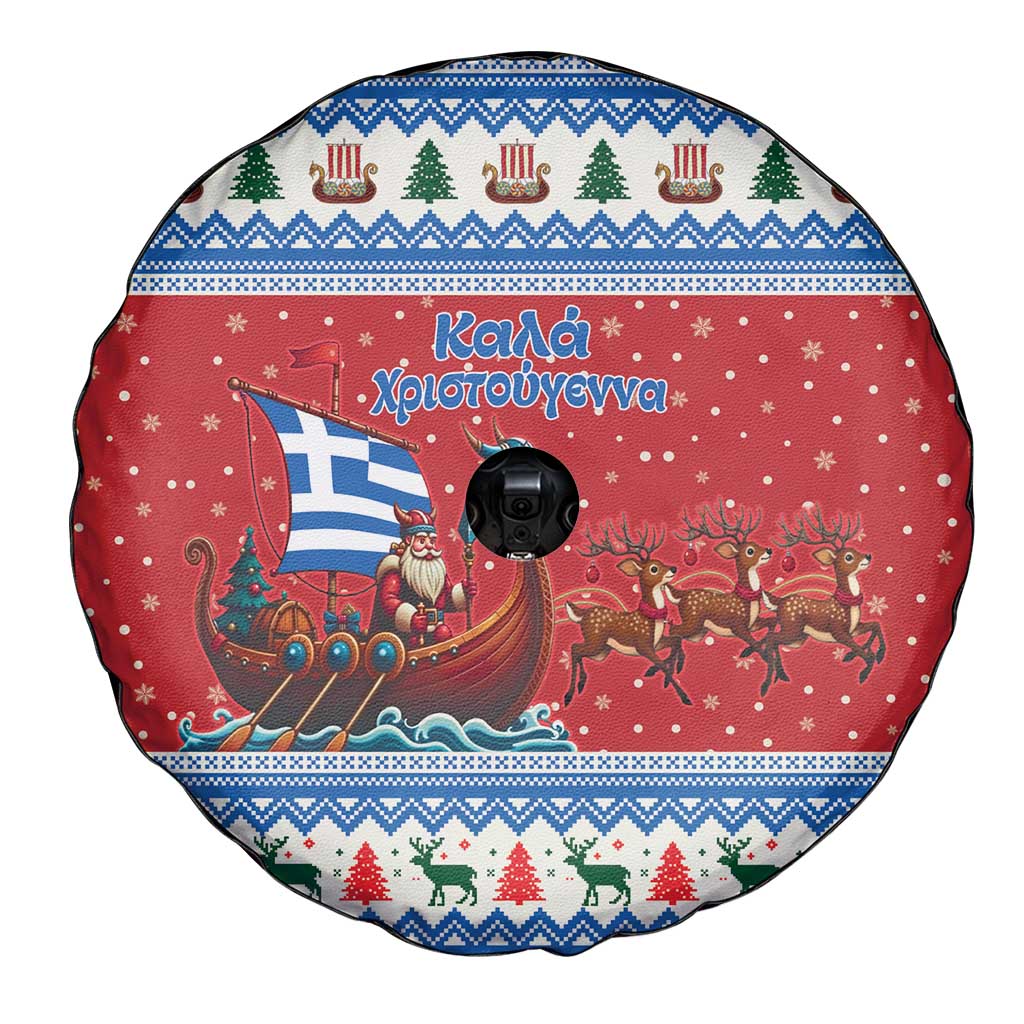 Greece Viking Santa Christmas Spare Tire Cover Funny Reindeer Norse Xmas - Wonder Print Shop