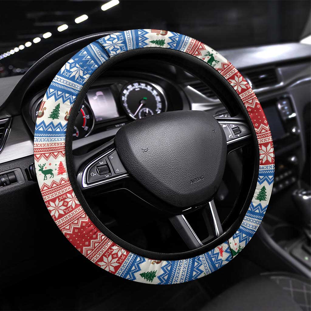 Greece Viking Santa Christmas Steering Wheel Cover Funny Reindeer Norse Xmas - Wonder Print Shop