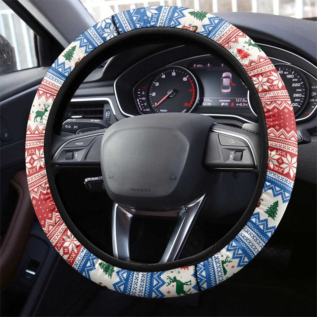 Greece Viking Santa Christmas Steering Wheel Cover Funny Reindeer Norse Xmas - Wonder Print Shop