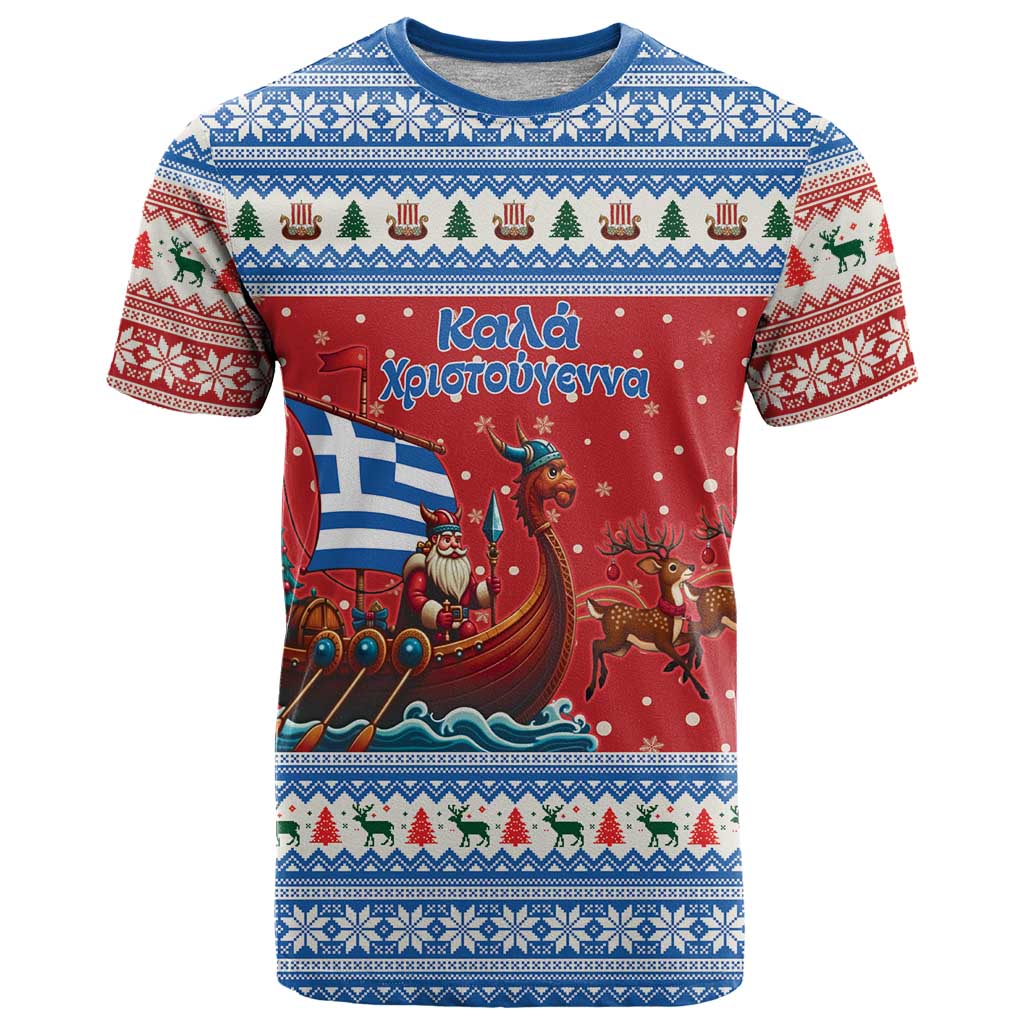Greece Viking Santa Christmas T Shirt Funny Reindeer Norse Xmas - Wonder Print Shop