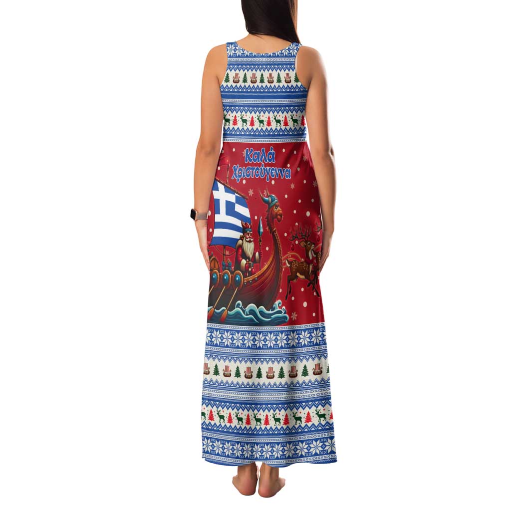 Greece Viking Santa Christmas Tank Maxi Dress Funny Reindeer Norse Xmas - Wonder Print Shop