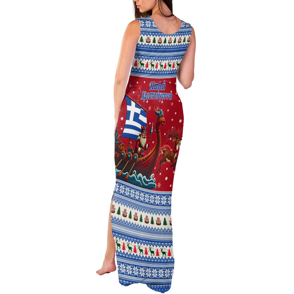 Greece Viking Santa Christmas Tank Maxi Dress Funny Reindeer Norse Xmas - Wonder Print Shop