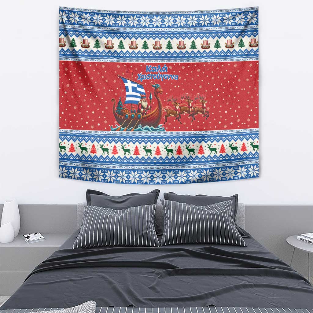 Greece Viking Santa Christmas Tapestry Funny Reindeer Norse Xmas - Wonder Print Shop