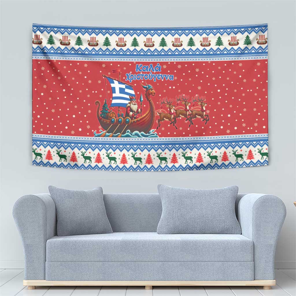 Greece Viking Santa Christmas Tapestry Funny Reindeer Norse Xmas - Wonder Print Shop
