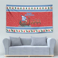 Greece Viking Santa Christmas Tapestry Funny Reindeer Norse Xmas - Wonder Print Shop