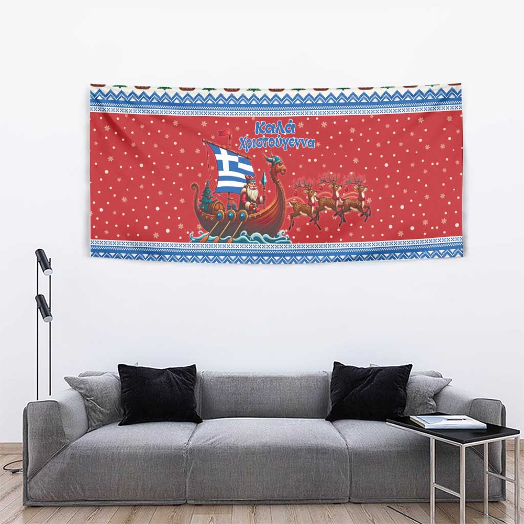 Greece Viking Santa Christmas Tapestry Funny Reindeer Norse Xmas - Wonder Print Shop