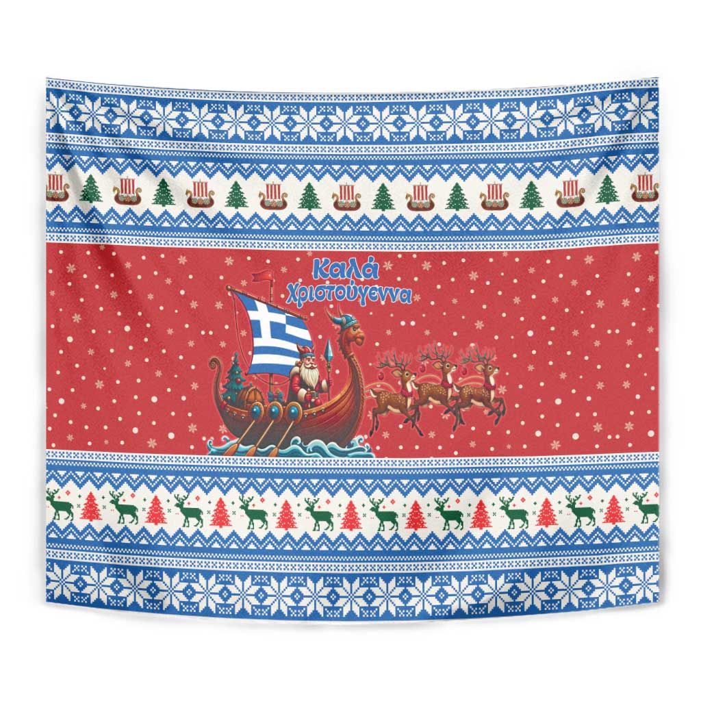 Greece Viking Santa Christmas Tapestry Funny Reindeer Norse Xmas - Wonder Print Shop