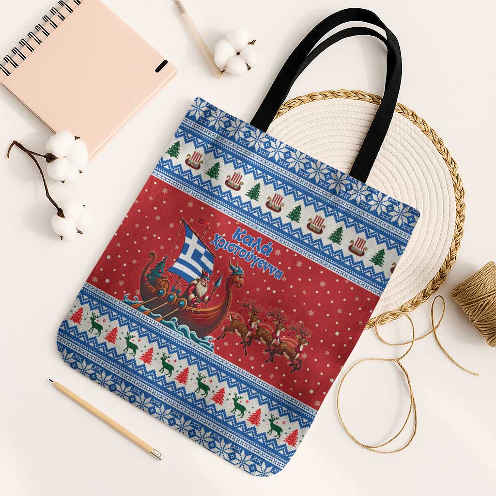 Greece Viking Santa Christmas Tote Bag Funny Reindeer Norse Xmas - Wonder Print Shop