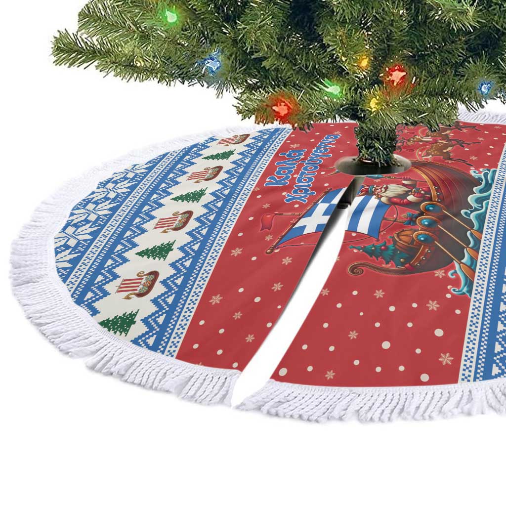 Greece Viking Santa Christmas Tree Skirt Funny Reindeer Norse Xmas - Wonder Print Shop