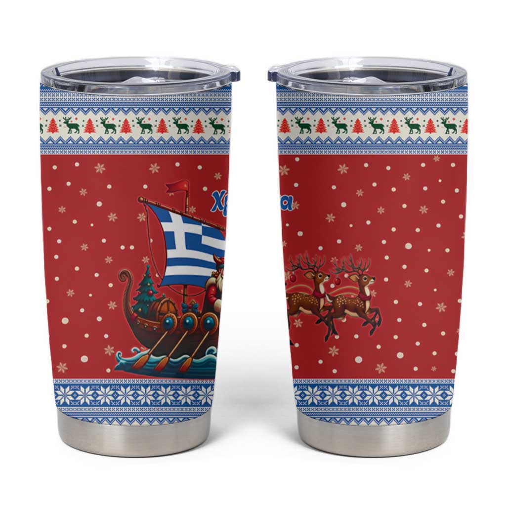 Greece Viking Santa Christmas Tumbler Cup Funny Reindeer Norse Xmas - Wonder Print Shop