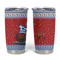 Greece Viking Santa Christmas Tumbler Cup Funny Reindeer Norse Xmas - Wonder Print Shop